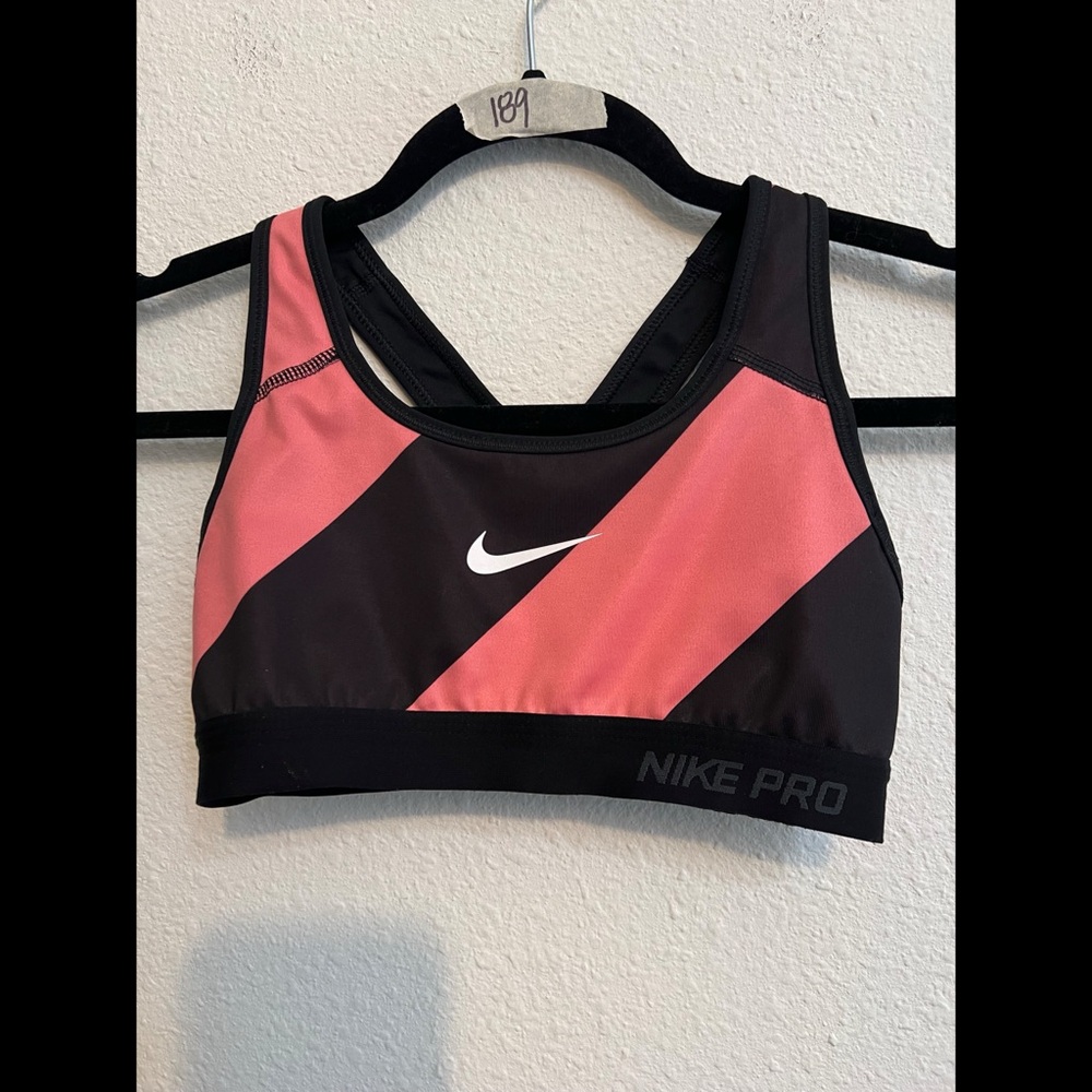 #189 Nike Pro Dri-FIT Black Pink Training Tank Top Bra Small